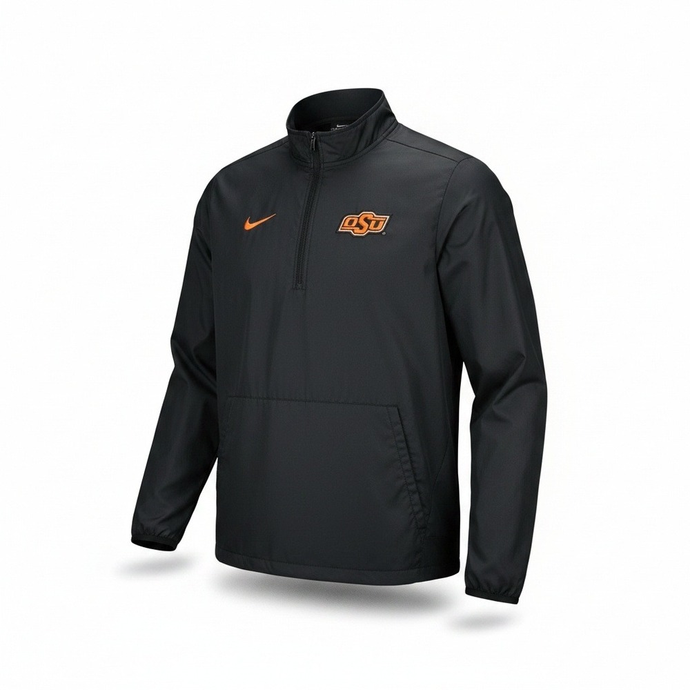 Nike Oklahoma State Cowboys OSU Quarter Zip Windbreaker Jacket Mens Black Large